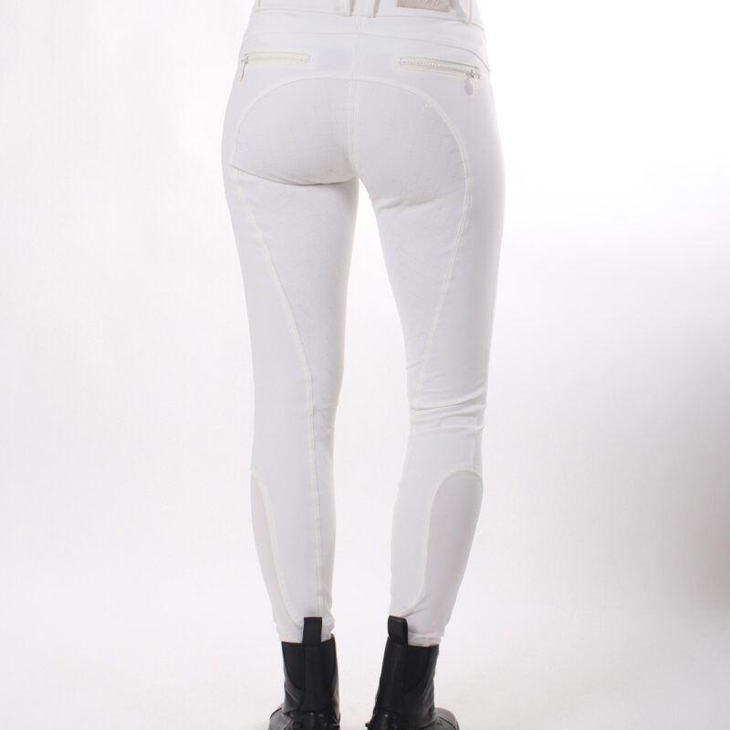 QHP Ninthe ridebukser med full grip - hvid