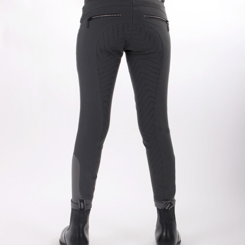 QHP Ninthe junior ridebukser med full grip - grå