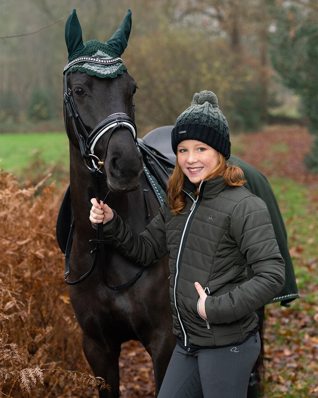 QHP Ninthe junior ridebukser med full grip - grå - Billede 7