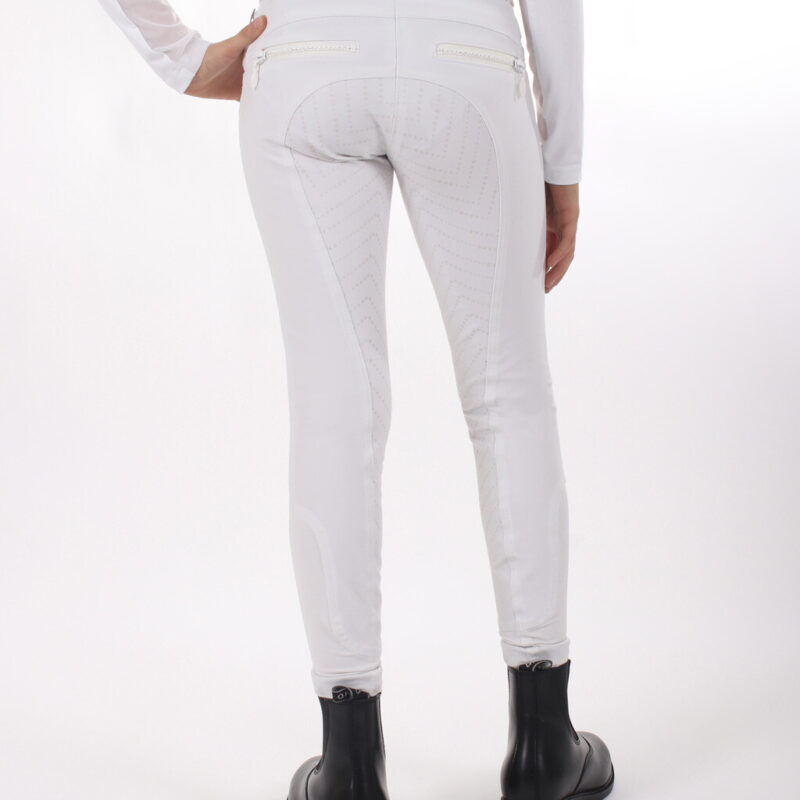 QHP Ninthe junior ridebukser med full grip - hvid