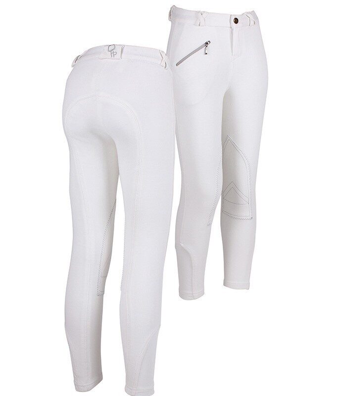 QHP Junior ridebukser med knæforstærkning - Hvid